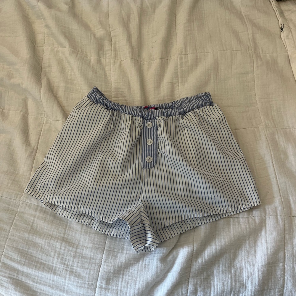 Edikted blue and white striped shorts